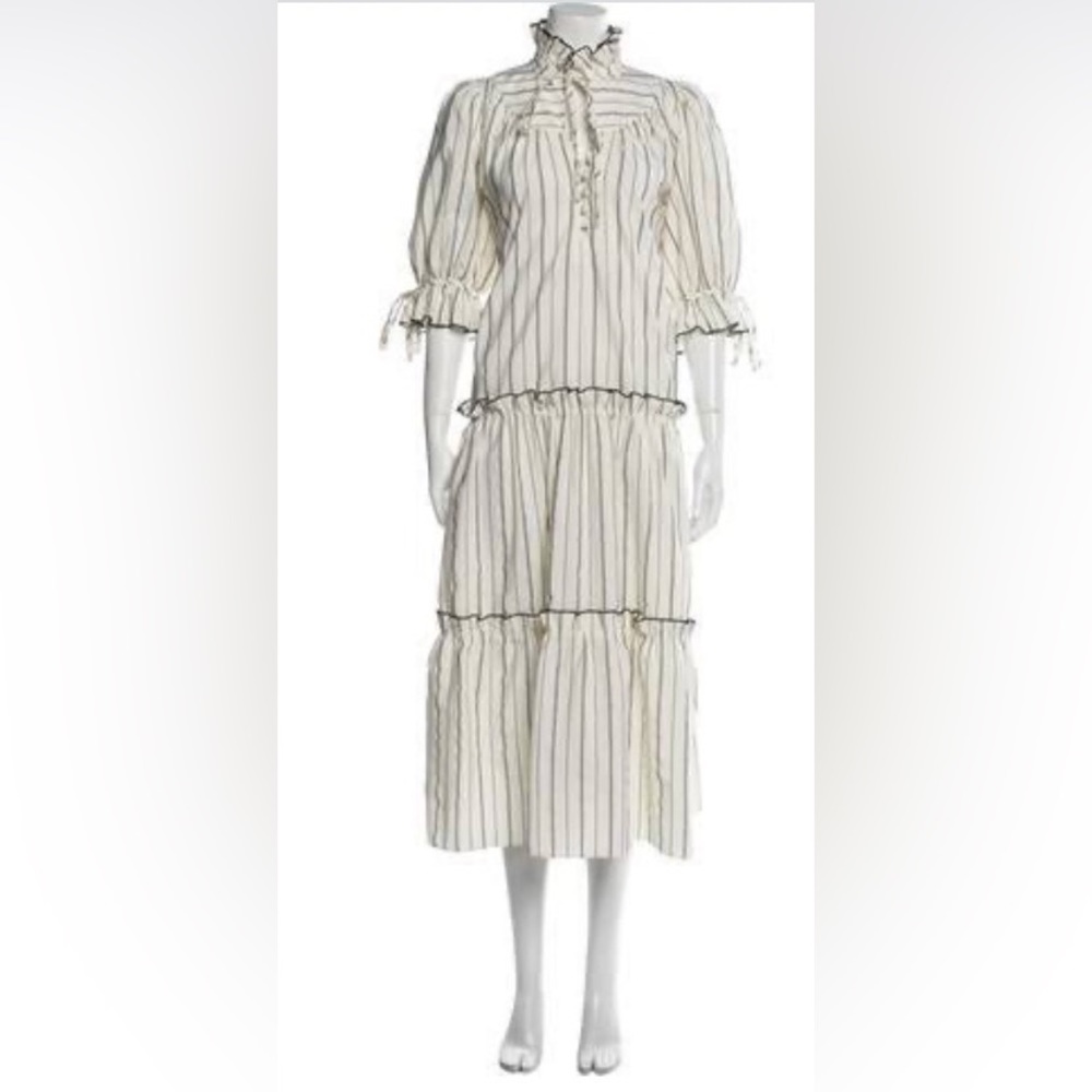 Hunter Bell White Striped Long Dress